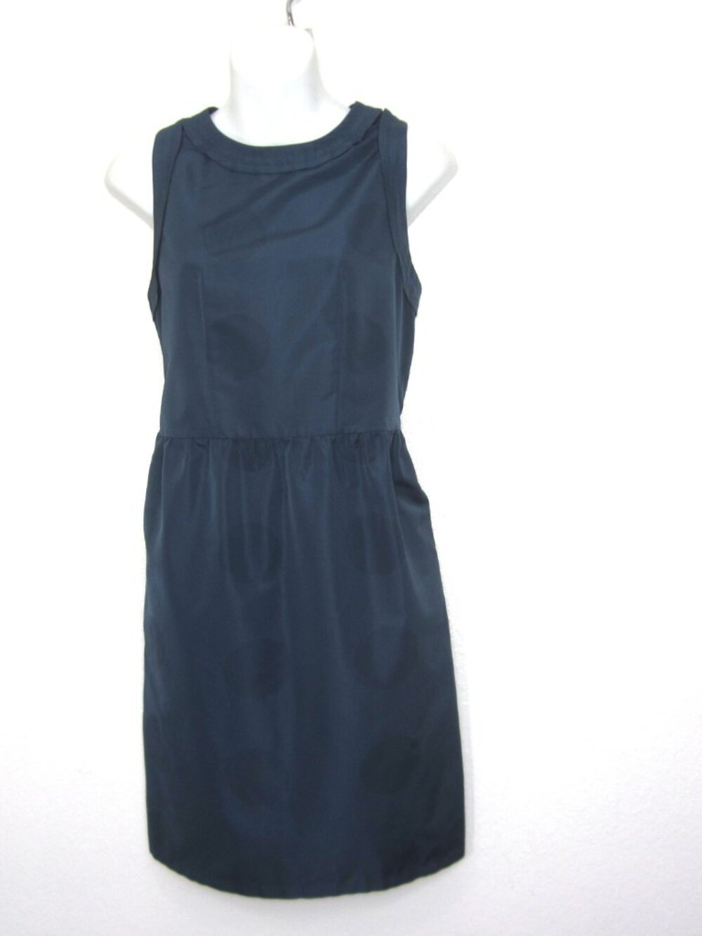MARNI Size 38 US 2 Sleeveless Blue Shift Satin Dress Circle Print Made Italy